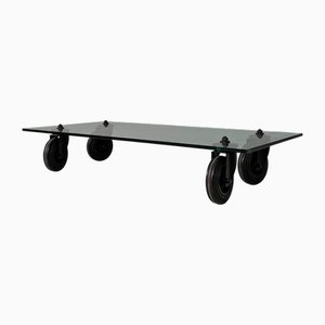 Italian Modern Coffee Table with Wheels by Gae Aulenti for Fontana Arte, 1980s