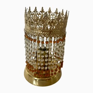 Lampe de Bureau en Laiton avec Perles Ambrées, 1970s