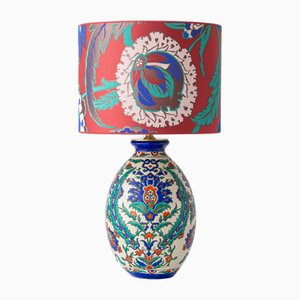 Art Deco Iznik-Style Table Lamp from Boch Frères Keramis, 1920s