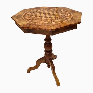 Table d'Échecs Biedermeier Antique en Marqueterie, 1800s