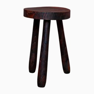 Brutalist Primitive Tripod Stool in Wood