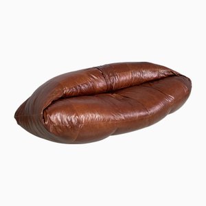 French Brown Leather Sofa by Raphael Raffel, 1970s