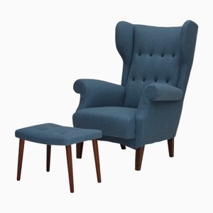 Danish Chair with Stool by Fritz Hansen, 1960s, Set of 2