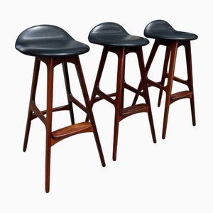 Danish OD61 Bar Stools by Erik Buck for Oddense Mobelfabrik, 1960s, Set of 3