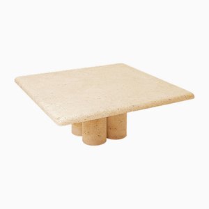 Mesa de centro cuadrada de travertino de Mario Bellini para Cassina, 1975