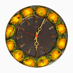 Large Fat Lava Ceramic Wall Clock from Kienzle, 1960s