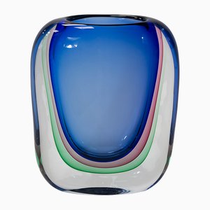 Vintage Italian Handmade Sommerso Murano Glass Vase, 1970s