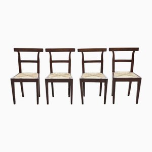 Mid-19th Century Walnut Chairs with Straw Seats