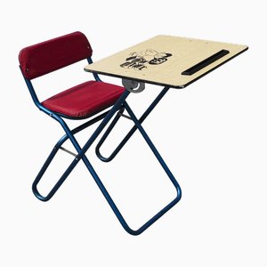 Bureau Pliant pour Enfant et Chaise d'Étude, Italie, 1970s