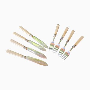 Antike versilberte Fischmesser und Gabeln von Lee & Wigfull, 1890er, 8 . Set