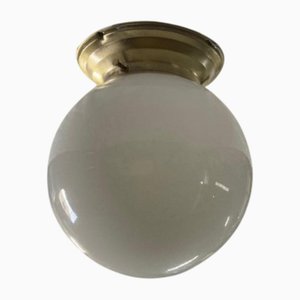Art Deco Ceiling Lamp in Light White Opal Glass, 1930s