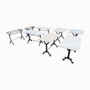 Antique Marble Bistro Tables, 1890s, Set of 8