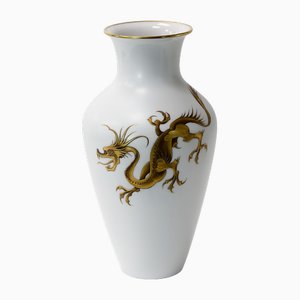 Vintage German Heinrich Porcelain Golden Dragon Vase, 1940s
