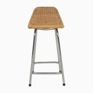 Dutch Rattan and Metal Bar Stool from Rohe Noordwolde, 1950s