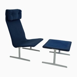 Vintage Lounge Chair and Ottoman by Dieter Rams for Vitsoe, 1970s, Set of 2
