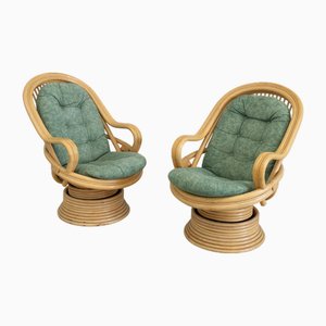 Set of Bamboo Rocking Armchairs by Axel Enthoven, 1970
