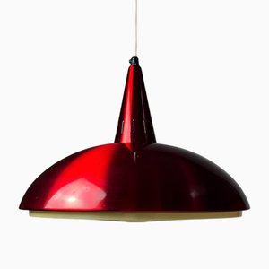 Lampe à Suspension Rouge Métallique, 1970s
