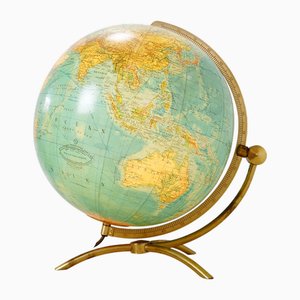 Globe Illuminé en Verre et Laiton par Paul Oestergaard pour Columbus Verlag, 1950s
