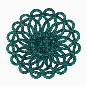 Vintage Green Ceramic Lace Bowl from Vallauris, 1950s