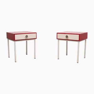 Vintage Dutch Red Nightstands, 1960s, Set of 2