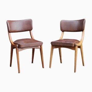 Set of Mid-Century Modern Teak Chairs with Brown Faux Leather by Centa, 1960s