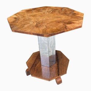 Art Deco Walnut and Chrome Coffee Table, 1930s