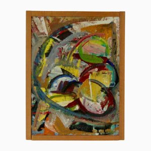 Erik Ewald, Abstract Composition, 1960s, Oil on Panel, Framed