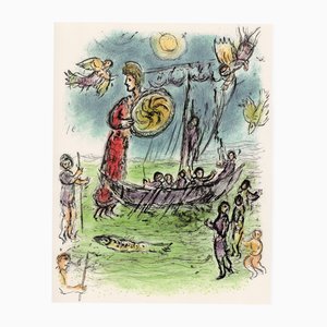 Marc Chagall, Athena Guides Telemachus' Boat, di Odyssey, 1989, Litografia