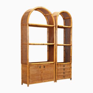 Vintage Bookcase in Bamboo Wicker, 1980s