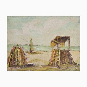 Franco Marzilli, Seaside, Oil Painting, 1970s
