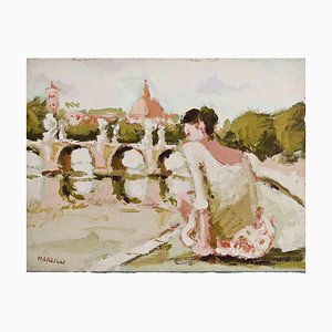 Franco Marzilli, Ballerina in Front of the Ponte Sant'Angelo in Rome, 1970s