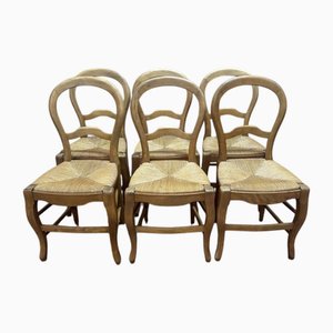 Louis Philippe Straw Chairs, Set of 6