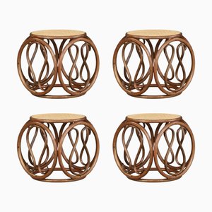 Vintage Austrian Bentwood and Cane Stools by Michael Thonet, 1960s, Set of 4