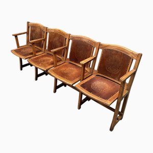 Belgian Ornate Wooden Theater Bench