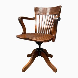 American Oak Office Chair with Armrests, 1920s