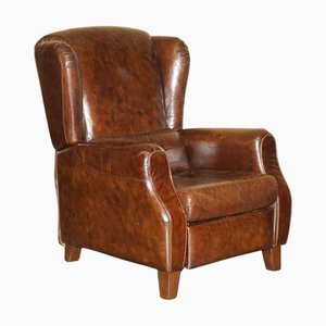 Chesterfield Brown Leather Recliner Chair