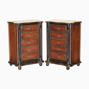 Faux Crocodile Leather Nightstands, Set of 2