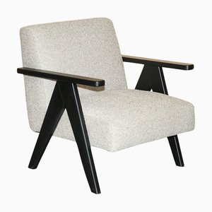 Lounge Chair with Beech Wood Frame and Oatmeal Fabric
