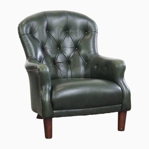 Chesterfield Club Chair in Green Cowhide