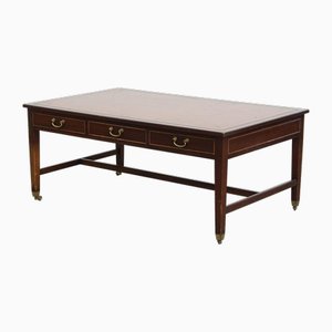 Chesterfield Coffee Table on Wheels with Brown Leather Top
