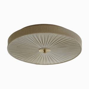 Vintage Swedish Wall Sconce in Brass and Silk, 1950s