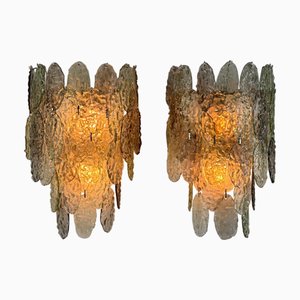 Majestic Murano Glass Wall Lights attributed to Vistosi, Italy, 1960s, Set of 2