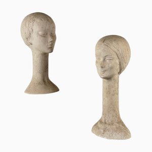 Ceramic Refrattaria Busts Mother and Daughter attributed to Bitossi for Bitossi, Italy, 1970s, Set of 2
