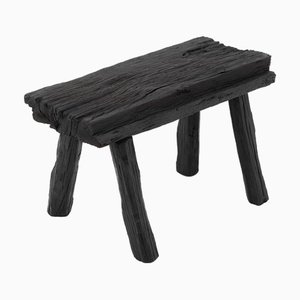 Rustikaler Hocker aus geschwärztem Holz von Logniture
