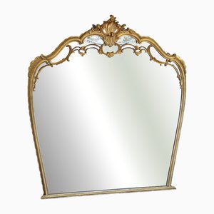 Specchio da parete grande vintage in legno dorato, 1920