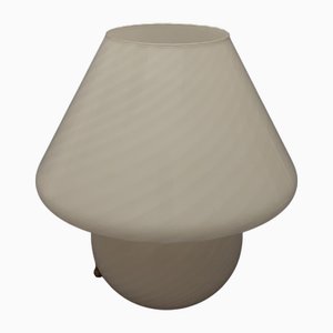 Moderne Spiral Mushroom Tischlampe aus weißem Muranoglas, 1970er
