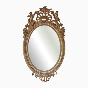 Large Antique Oval Gilt Overmantel Wall Mirror
