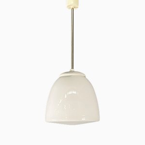 Mid-Century Modern Italian Hanging Light in White Opaline Glass, 1970s