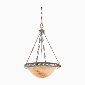 Large Antique Alabaster Pendant Light from Faraday & Son, 1890s