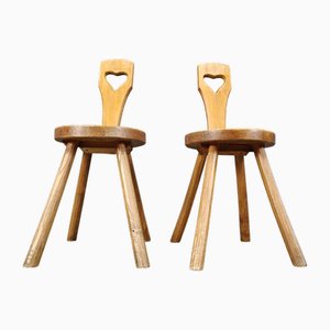 Set of Brutalist Heart Shaped Side Chairs, 1960s